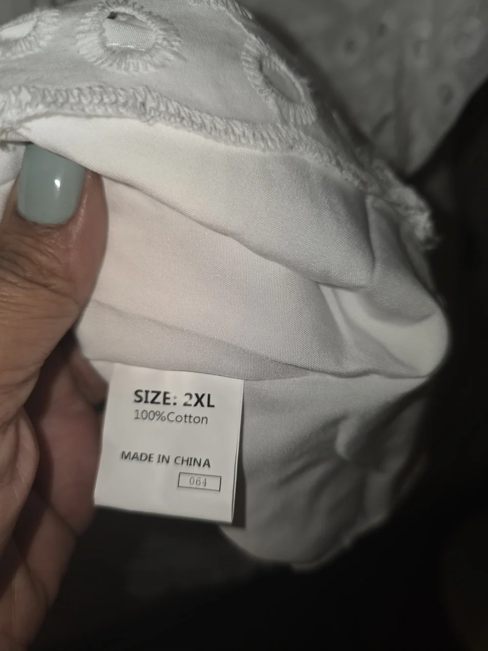 White Eyelet Smocked Mini Dress with Tassel Tie - Picture 10 of 11